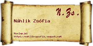 Náhlik Zsófia névjegykártya