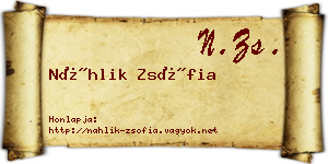 Náhlik Zsófia névjegykártya
